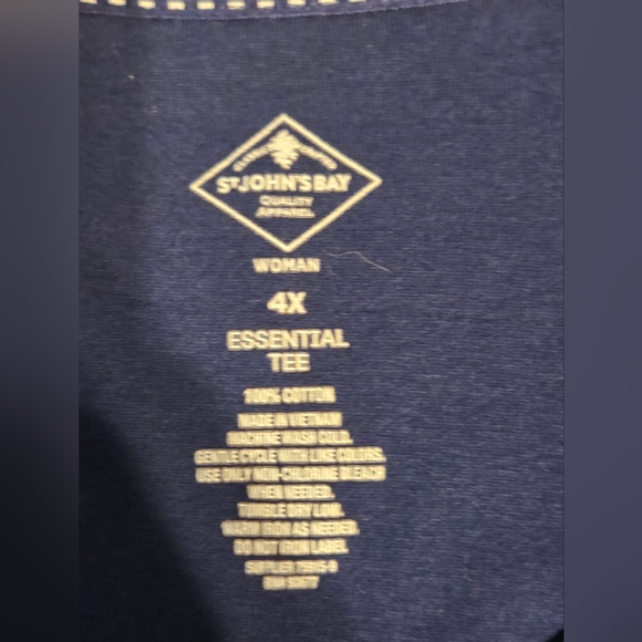 St John's Bay 4x women's v neck tee, short sleeve, navy - Picture 4 of 4